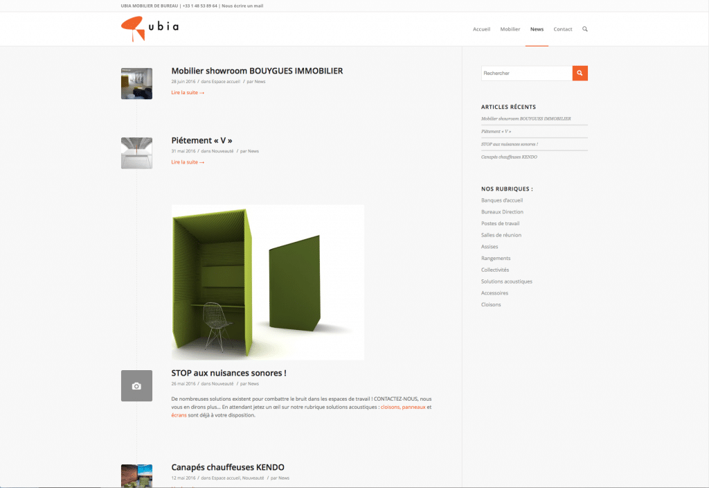 Création site web Ubia-mobilier.fr Ubia mobilier de bureau